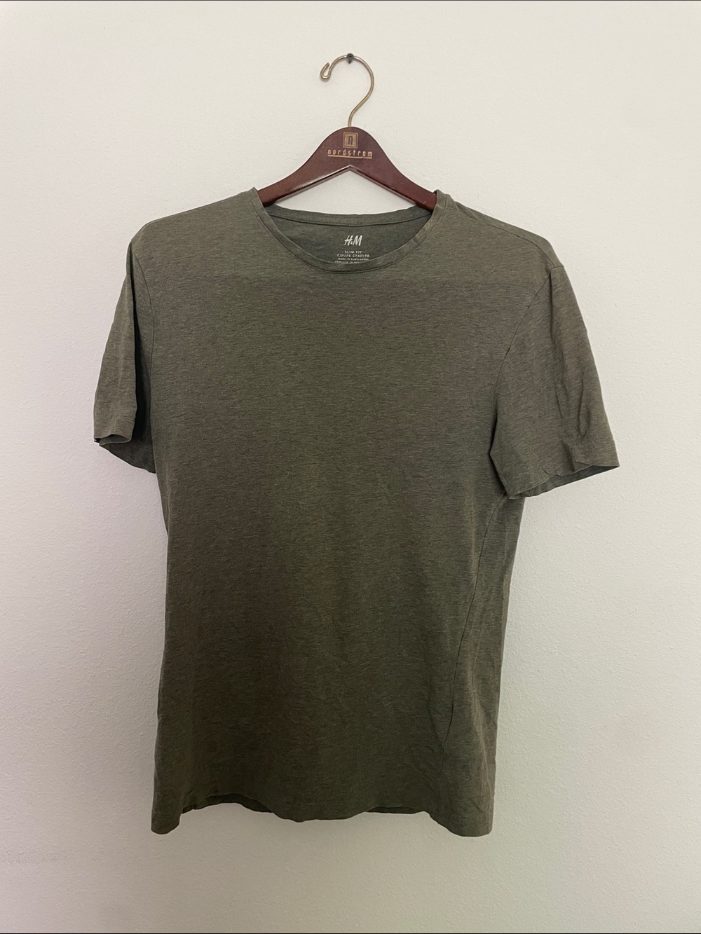 H&M Men's Olive Crew Neck Short Sleeve Tee